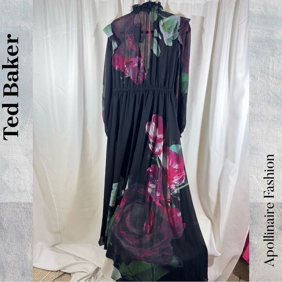 Ted Baker Women's Gionna Black Floral Maxi Dress Size 5 EU like a 12  NWT - Picture 7 of 10